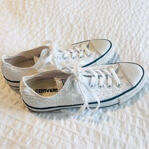 RARE Converse All Star Women's White Eyelet Low Top Sneakers